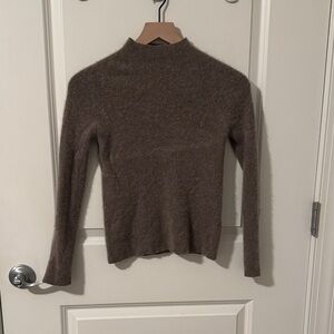 Women's Soft Mock Neck Sweater - Brown 100% cashmere
